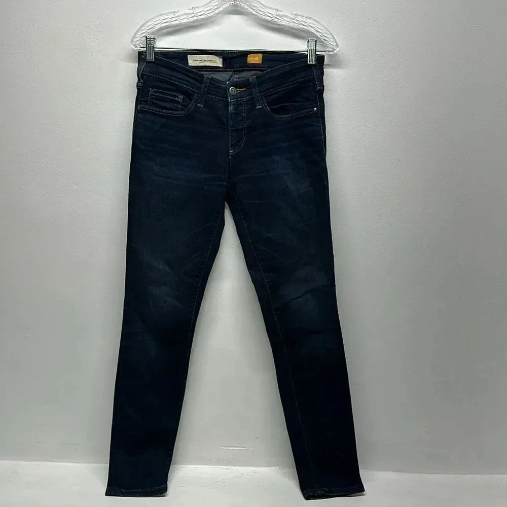 Pilcro And The Letter Press Jeans Straight Leg Denim Pants Cotton Dark Blue  28